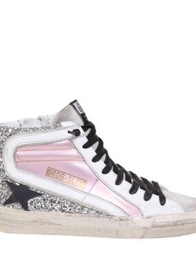 Golden Goose Pink Metallic & Silver Glitter High-Top Sneaker